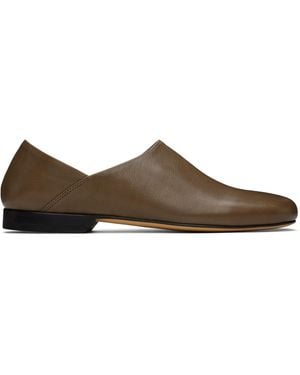 Lemaire Taupe Leather Slippers - Black