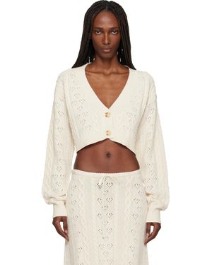 GUIZIO Cardigan Écourté Noah Blanc Cassé En Tricot Câblé - Noir