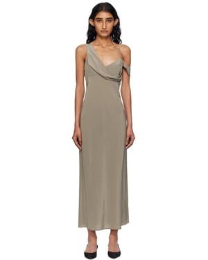 St. Agni Silk Drape Midi Dress - Black