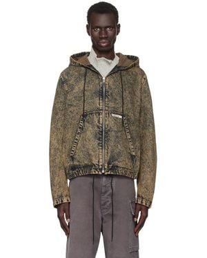 Marni Marble-Dyed Hooded Denim Jacket - Black