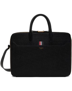 Thom Browne Thom E ペブルグレイン ダブルコンパートメント ブリーフケース - ブラック