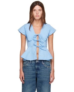 Ganni Cotton Poplin Blouse - Blue