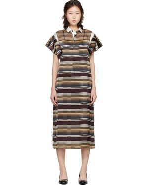 Sacai Horizontal Stripe Midi Dress - Black
