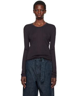 Lemaire リブ 長袖tシャツ - ブラック