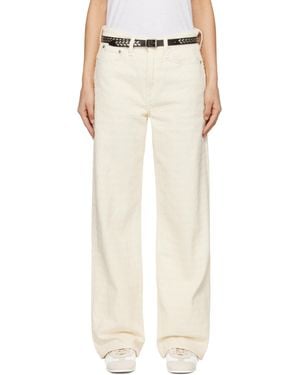 Rag & Bone Off- Logan Mid-Rise Wide Leg Jeans - White