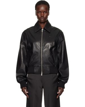 Christopher Esber Leather Flight Bomber Jacket - Black