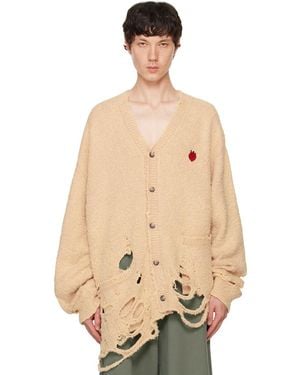 Doublet Zombie Silhouette Knit Cardigan - Natural