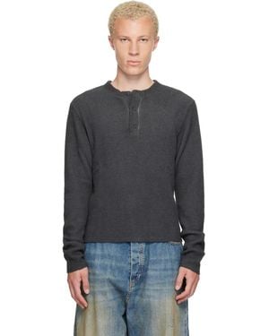 424 Long-Sleeve Thermal Jersey Henley - Black