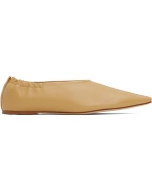JOSEPH Tan Pointy Ballerina Flats - Black