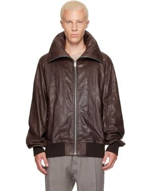 Rick Owens Tower Dracuflight Leather Jacket - Brown