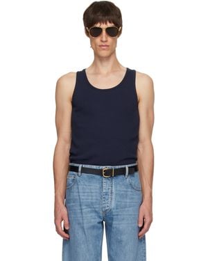 Bottega Veneta Débardeur Bleu Marine En Tricot Côtelé Extensible De Coton
