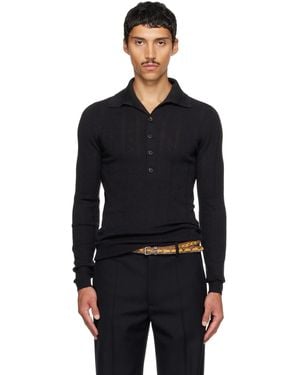 Dries Van Noten Pointelle Polo - Black