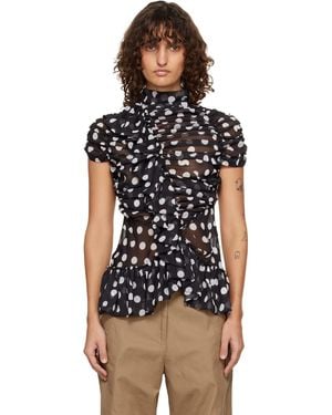 Dries Van Noten Fitted Gathered High-Neck Blouse - Black