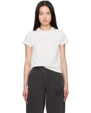 T By Alexander Wang オフホワイト ディストレスロゴ シュランケン Tシャツ - ブラック