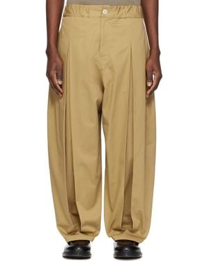 SAGE NATION Tan Box Pleat Trousers - Natural
