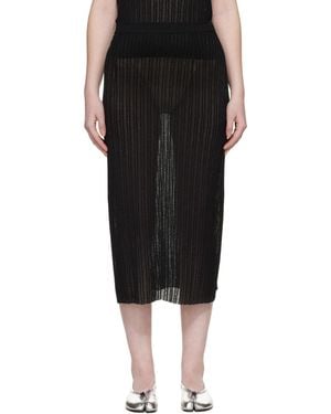 Maison Margiela Ribbed Knit Midi Skirt - Black