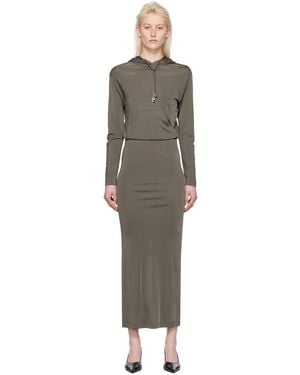 Dion Lee Khaki Gathered Maxi Dress - Black