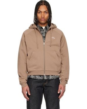 Dime Taupe Cursive Small Logo Zip Hoodie - Brown