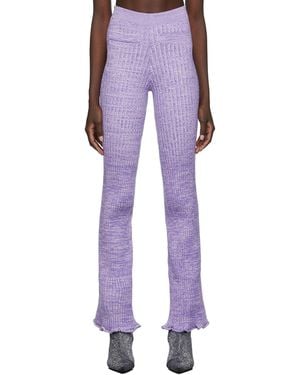 Rabanne Rib Knit Flare Lounge Pants - Purple