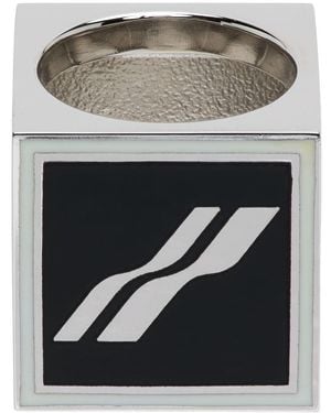 we11done Silver & Black Square Logo Dice Ring - Multicolour