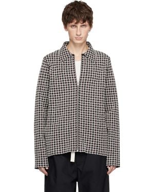 Jil Sander グレー ウールブレンド ジップアップシャツ - ブラック