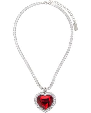 Vetements Crystal Heart Necklace - White