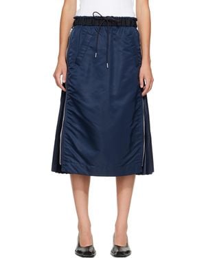 Sacai Nylon Twill Midi Skirt - Blue