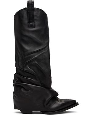R13 Sleeve Mid Cowboy Boots - Black