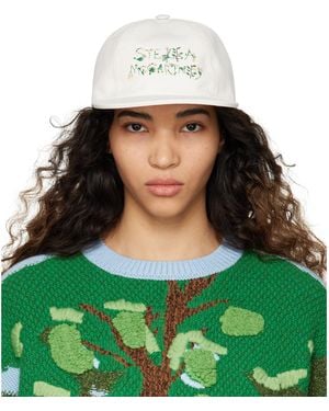 Stella McCartney White Embroidered Cap - Green