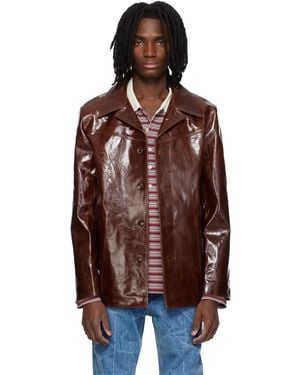 MMIC Boulevard Leather Coat - Brown