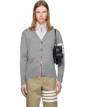 Thom Browne Merino Wool 4-Bar Classic V-Neck Cardigan - Black
