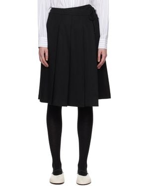 DUNST Ribboned Wide Pleats Midi Skirt - Black