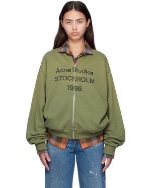 Acne Studios Logo Zip Sweater - Green
