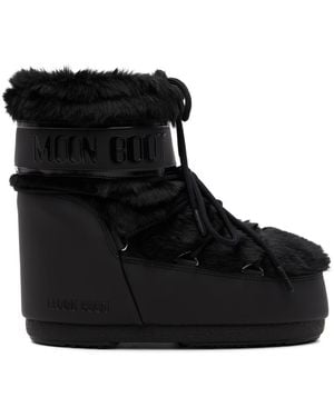 Moon Boot Bottines Icon Noires En Fourrure Synthétique