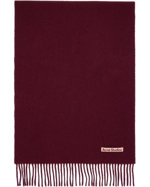 Acne Studios Burgundy Fringe Wool Narrow Scarf - Purple