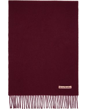 Acne Studios Écharpe Étroite Bourgogne En Laine À Franges - Violet