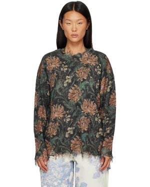 R13 Distressed Edge Crewneck Sweater - Green
