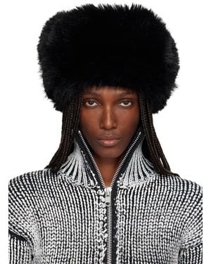 VAQUERA Leather & Faux-Fur Trapper Hat - Black
