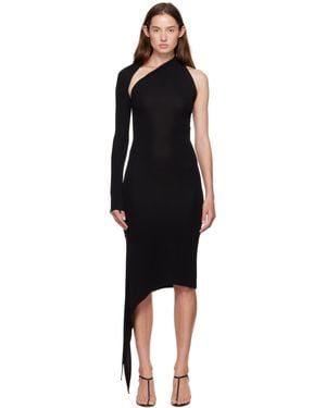 Courreges One Shoulder Crepe Jersey Midi Dress - Black
