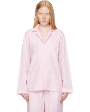 Tekla Poplin Long-Sleeved Pajama Shirt - Pink