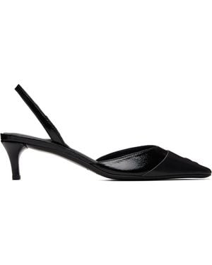 Courreges Vinyl Toe Cap Slingback Heels - Black