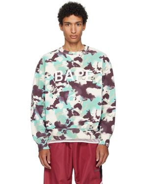 A Bathing Ape Map Camo Crewneck Sweatshirt - Red
