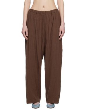 Baserange Crinkle Linen Folio Lounge Trousers - Brown