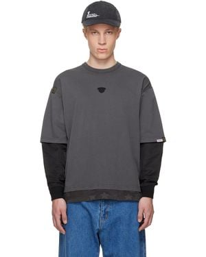 Aape By A Bathing Ape Moonface Logo Long Sleeve T-Shirt - Grey