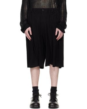 Yohji Yamamoto Cotton & Linen Jersey Shorts - Black