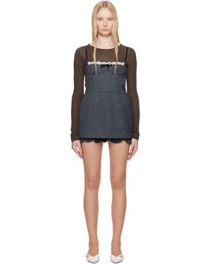 【Shushu Tong】Shirtneck Patchwork ノースリーブ ワンピース ShuShu/Tong ブラック Shirtneck Patchwork ノースリーブ