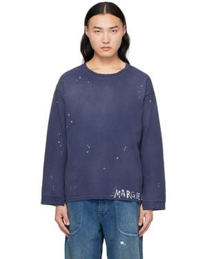 Maison Margiela Indigo Handwritten Long Sleeve T-shirt - Blue