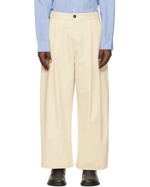 Studio Nicholson Off- Sorte Trousers - Natural