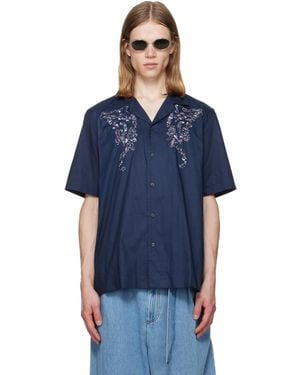 Dries Van Noten Cotton Appliqué Shirt - Blue