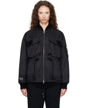 Song For The Mute Heavy Memory Satin Gathered Field Jacket - Black